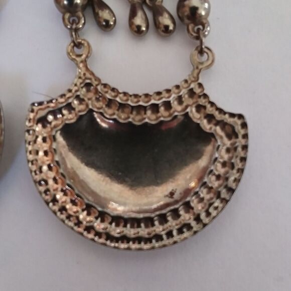 Earrings 1920s/Cloissonne look Vintage Chandelier/Pressed Metal Unique C… - Picture 8 of 13